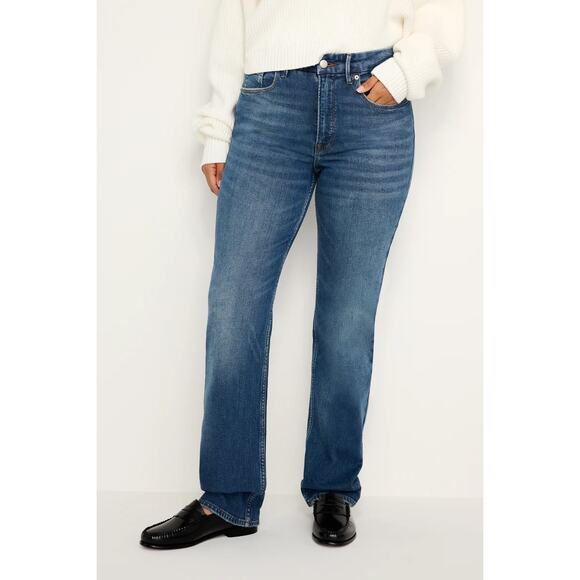 Good American Denim - Good American Good Icon Jeans Dark Blue High Rise Sz 10/30 Straight Leg Stretch